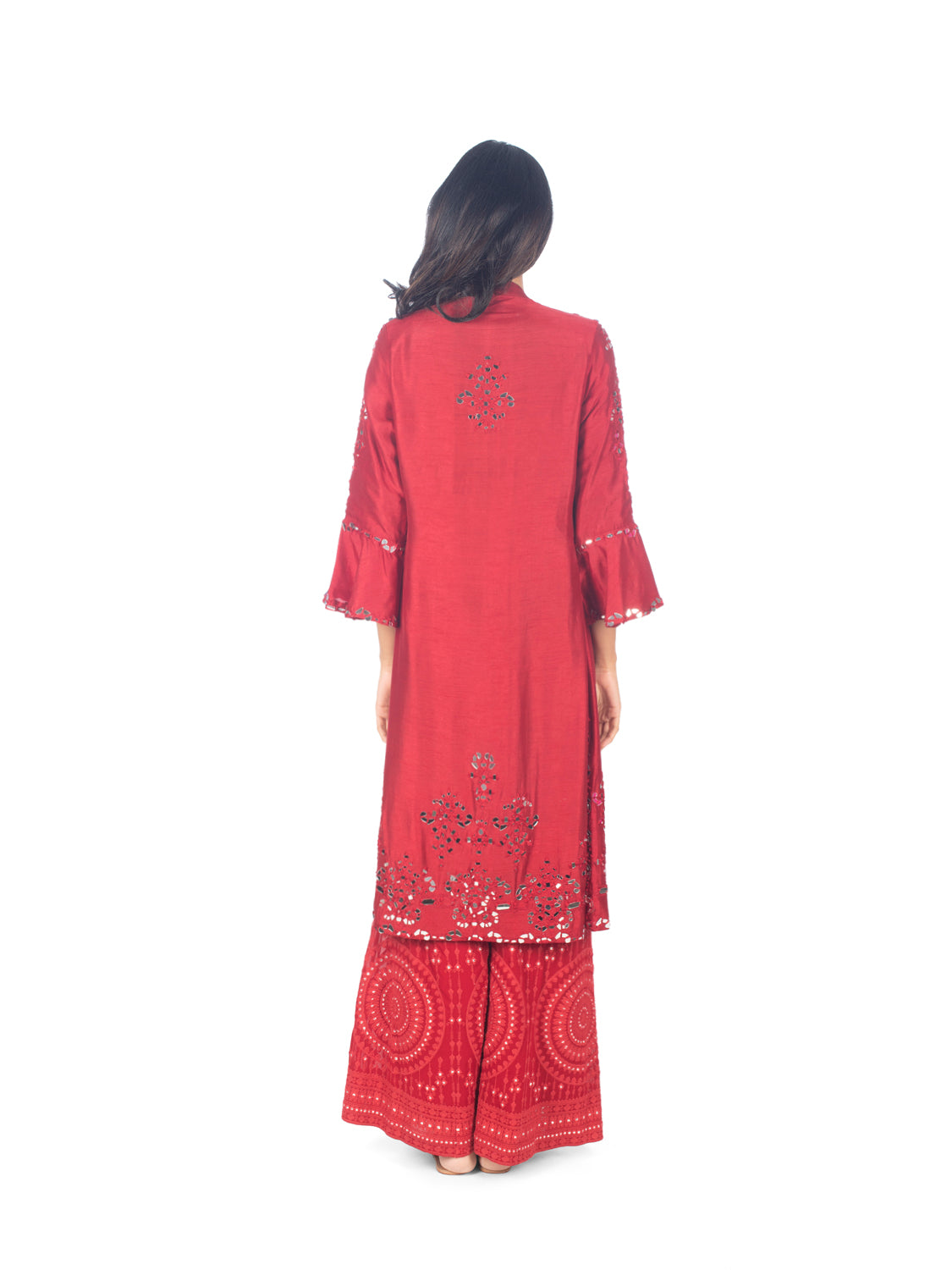 Deep Red Mirrorwork Sharara