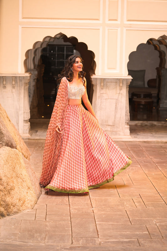 Coral Poppy Lehenga