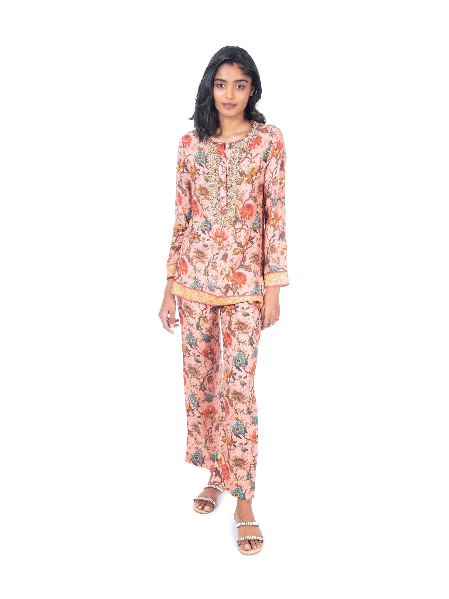 Pink Printed Kurti & Pant set