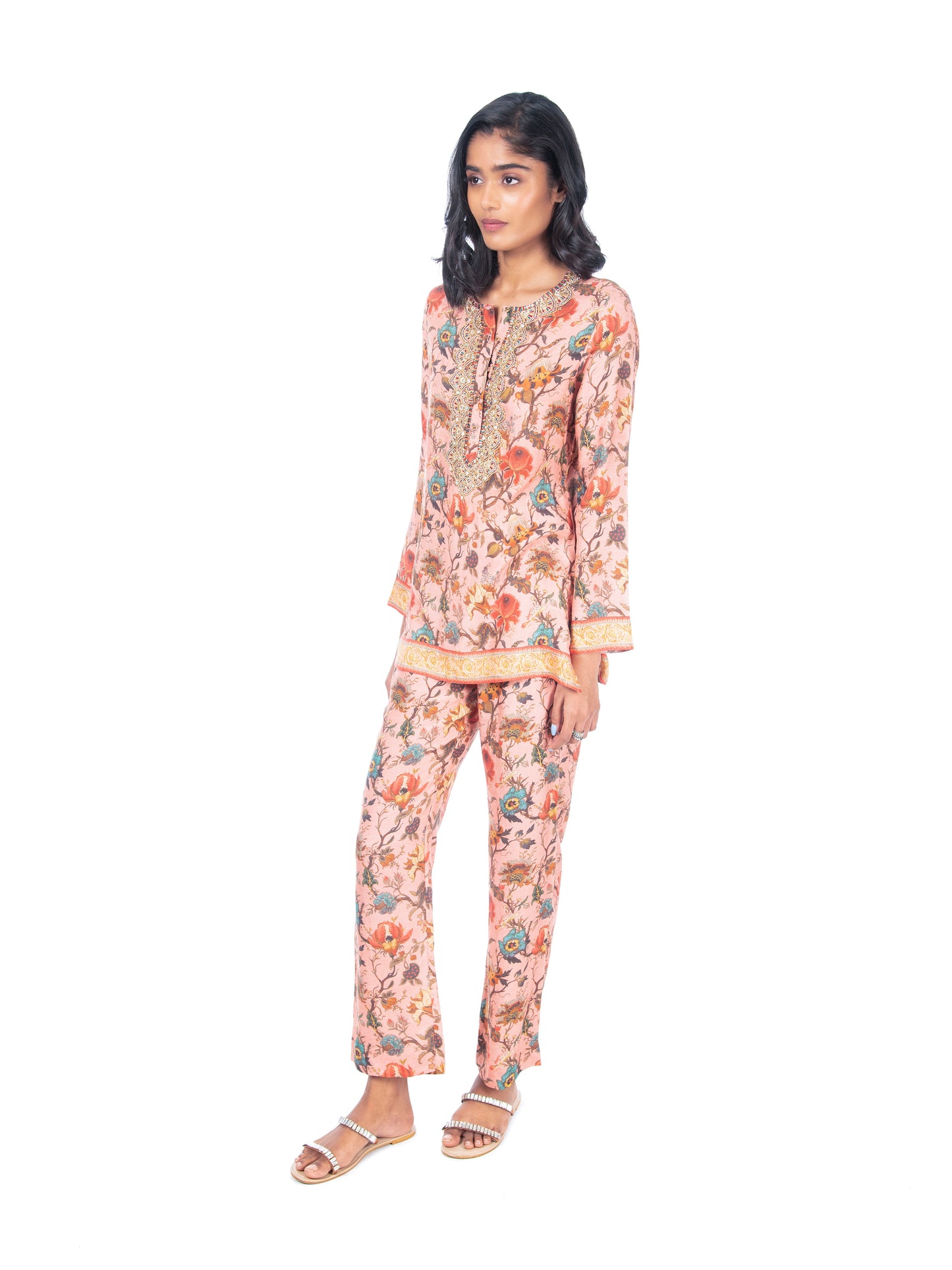 Pink Printed Kurti & Pant set