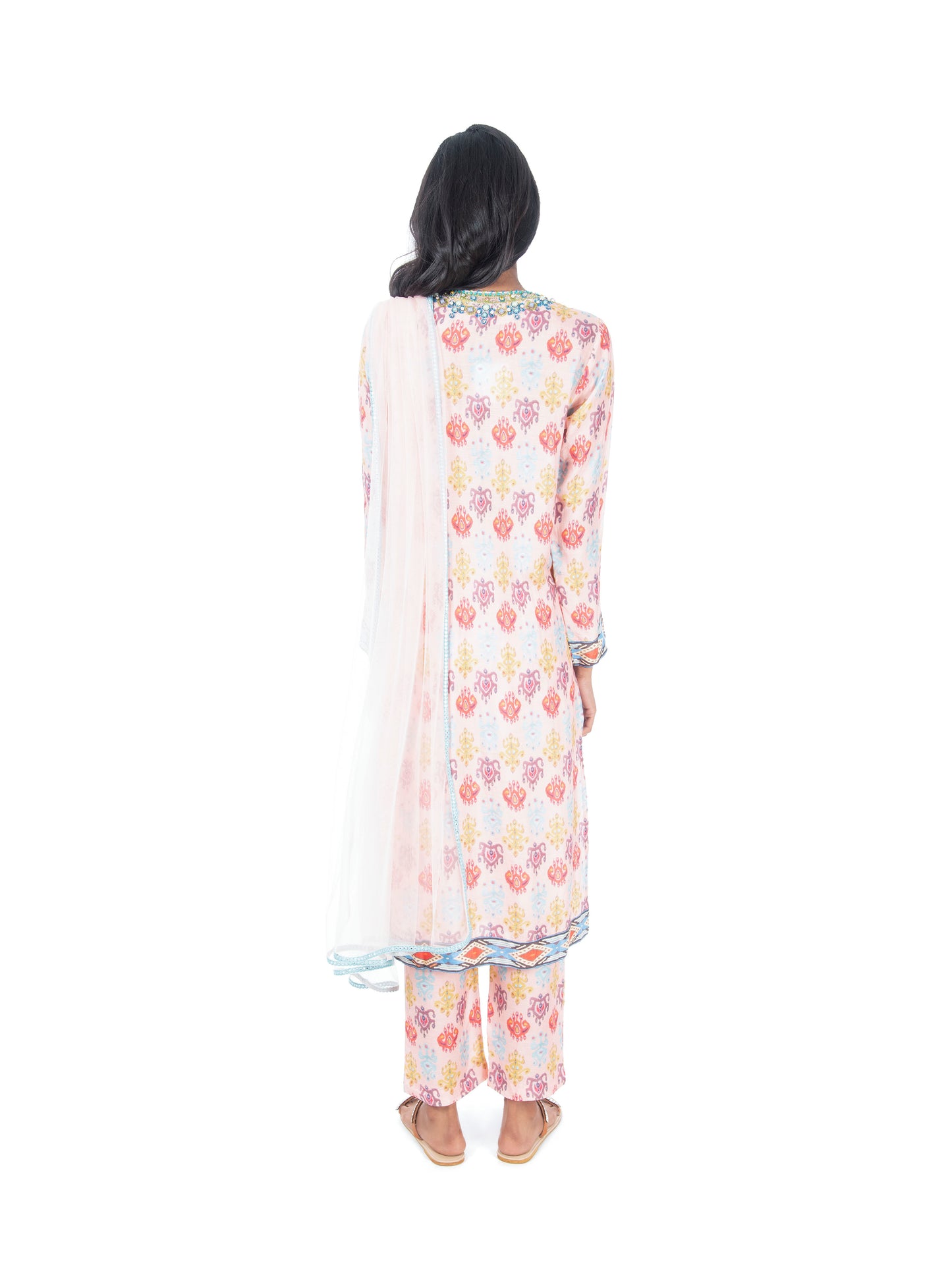 Pink Printed Long Kurta & Pant Set