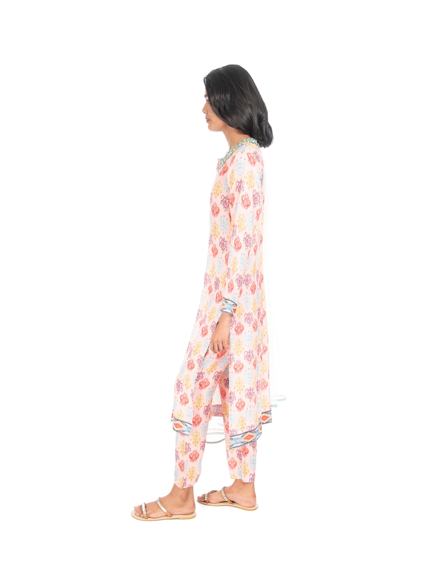 Pink Printed Long Kurta & Pant Set