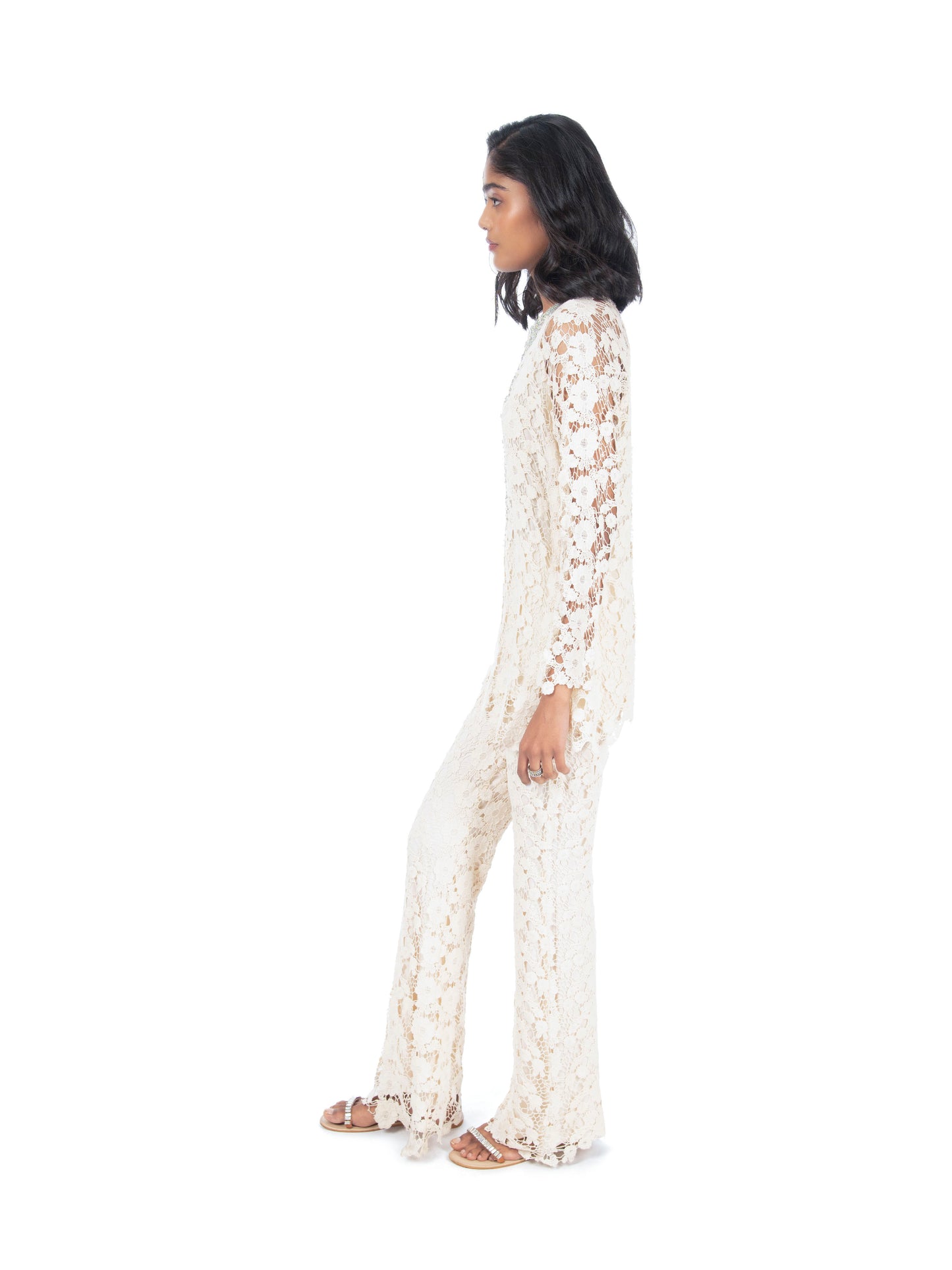 Ivory Lace Kurti & Pant Set