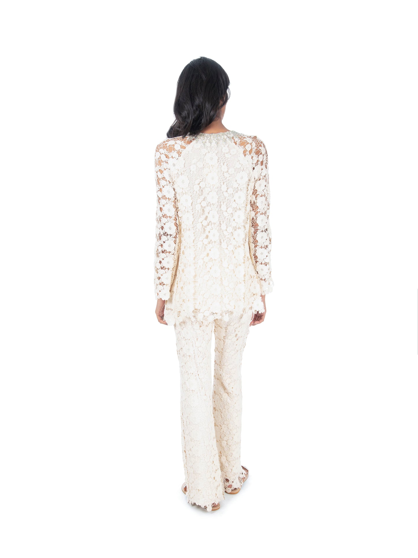 Ivory Lace Kurti & Pant Set