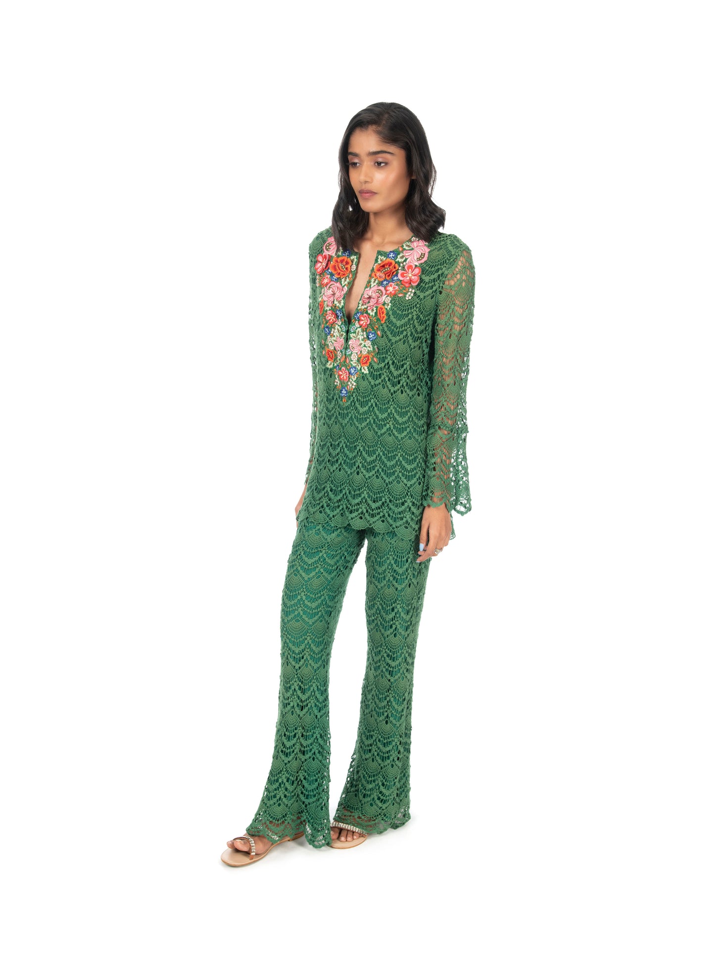 Green Lace Kurti & Pant Set