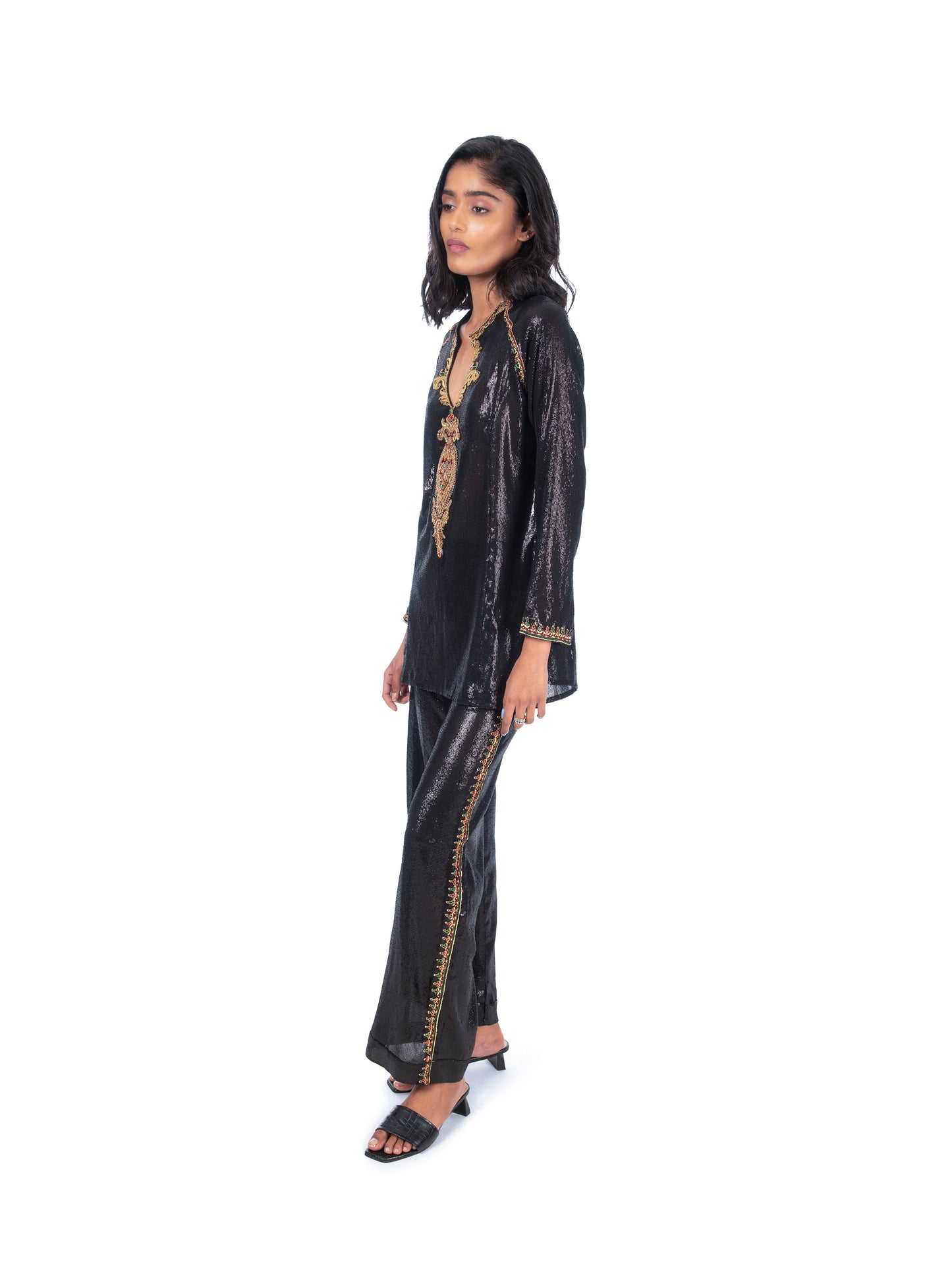 Black Sequin Kurti & Pant Set