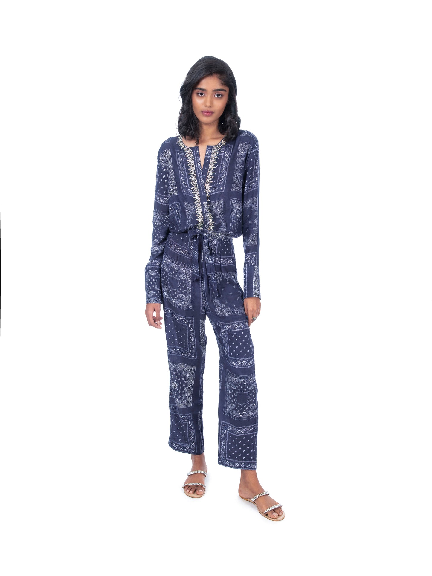 Navy Printed Jumpsuit