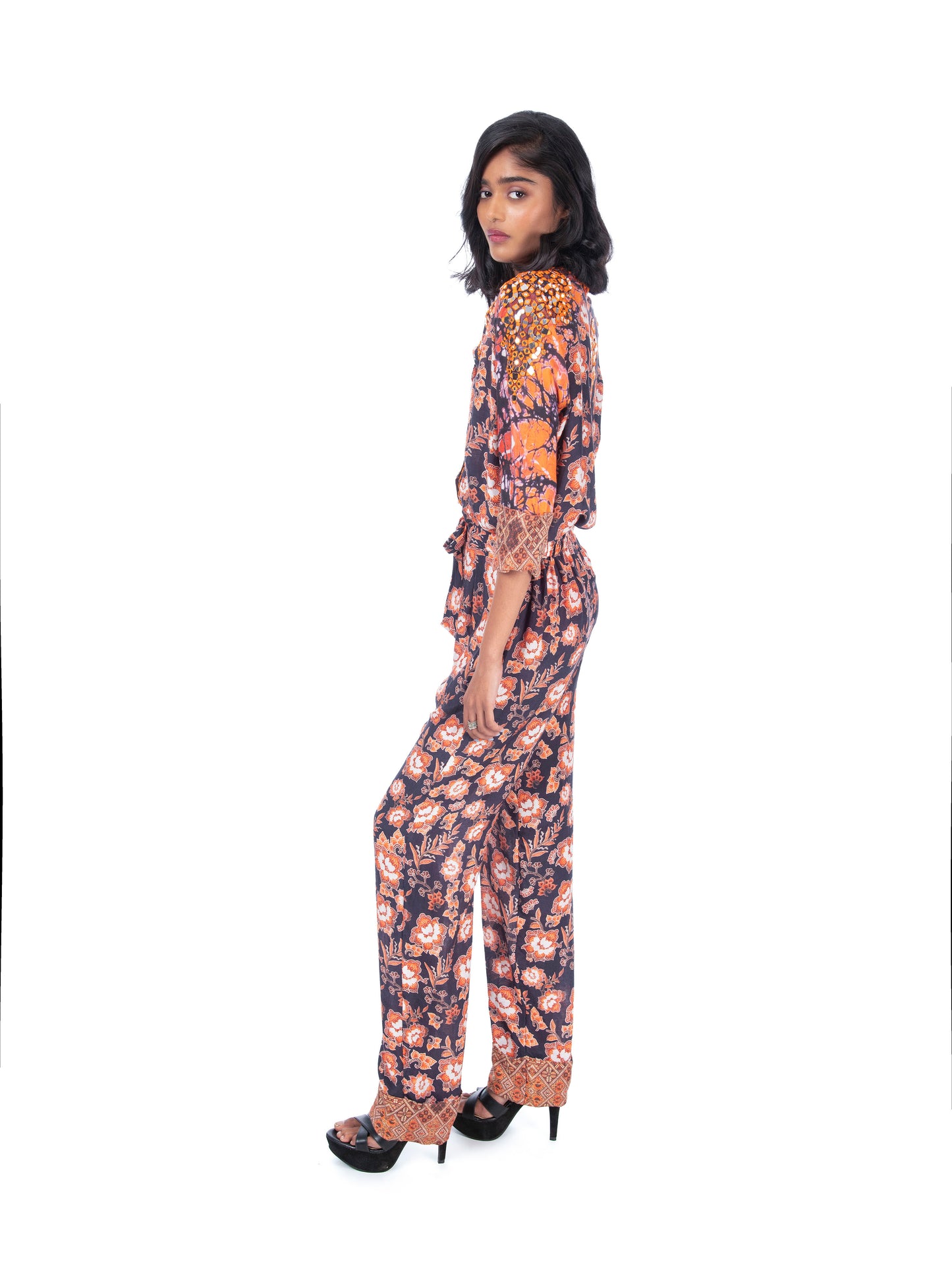 Purple & Orange Printed Jumpsuit