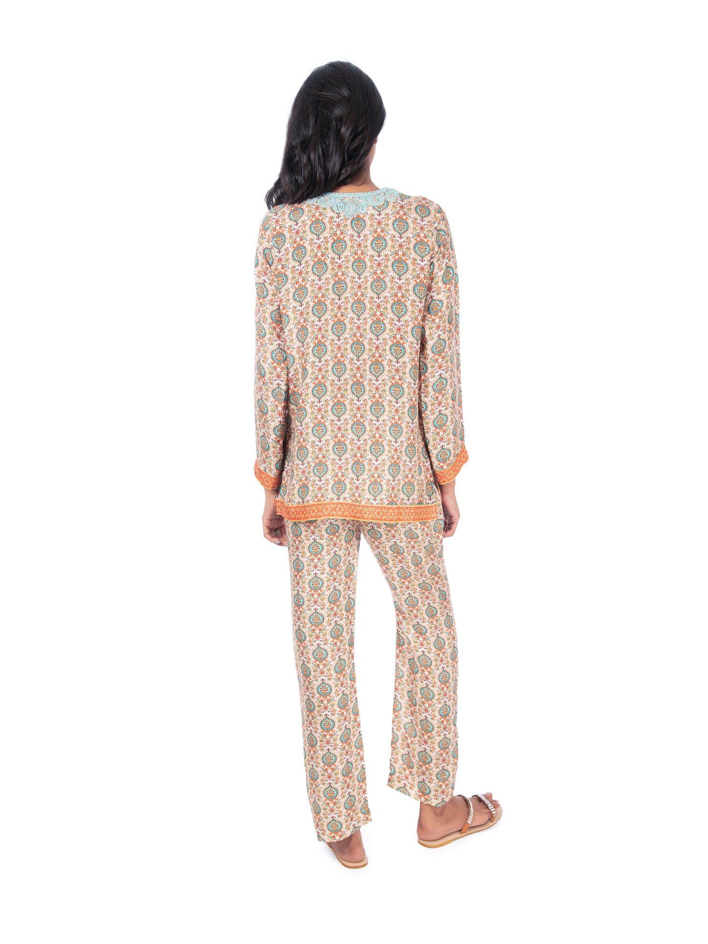 Beige Printed Kurti & Pant set