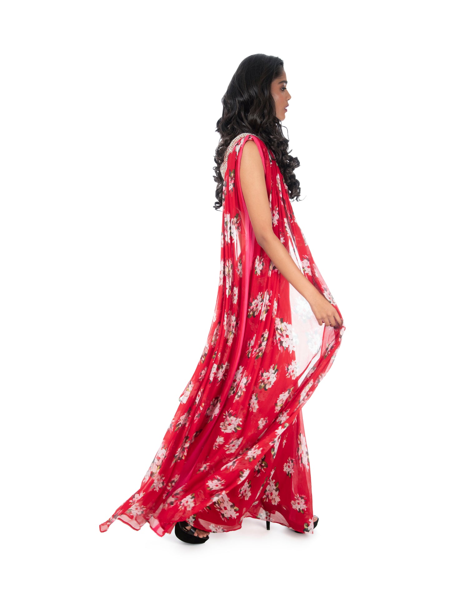 Red Printed Saree