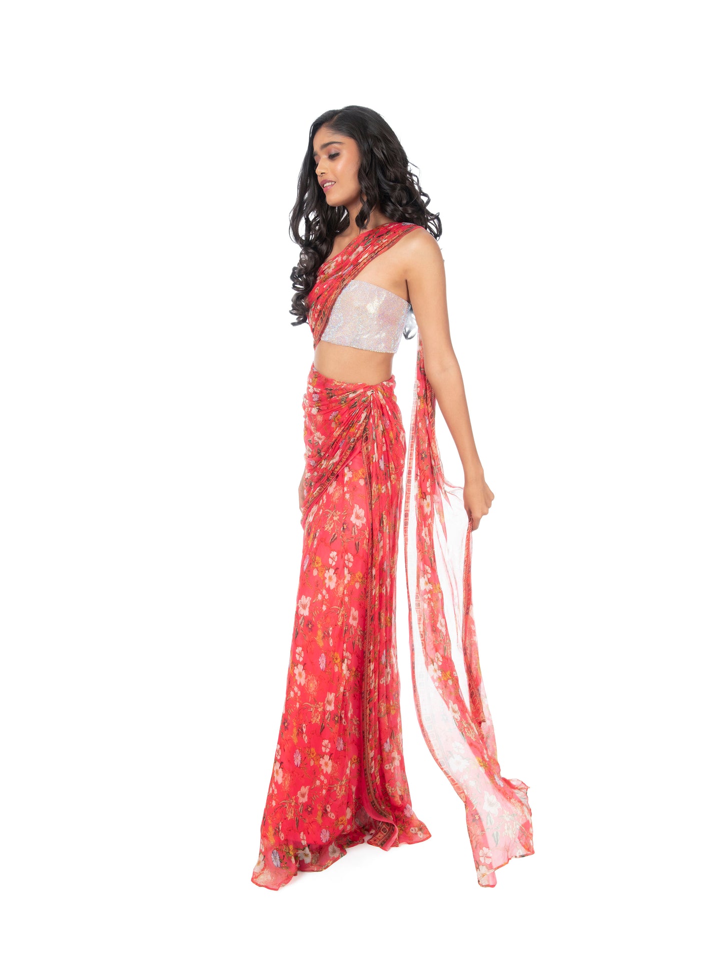 Pink Printed Saree