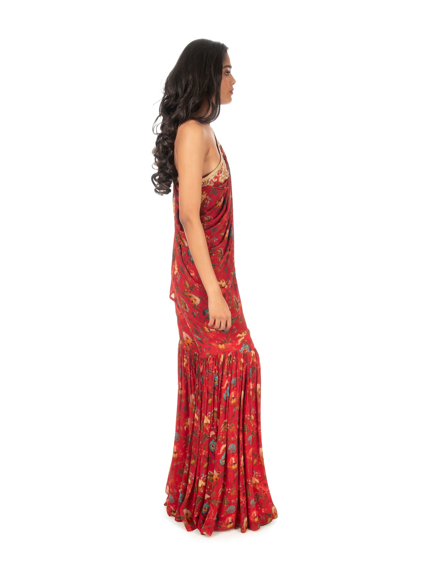 Red Printed Sharara Set