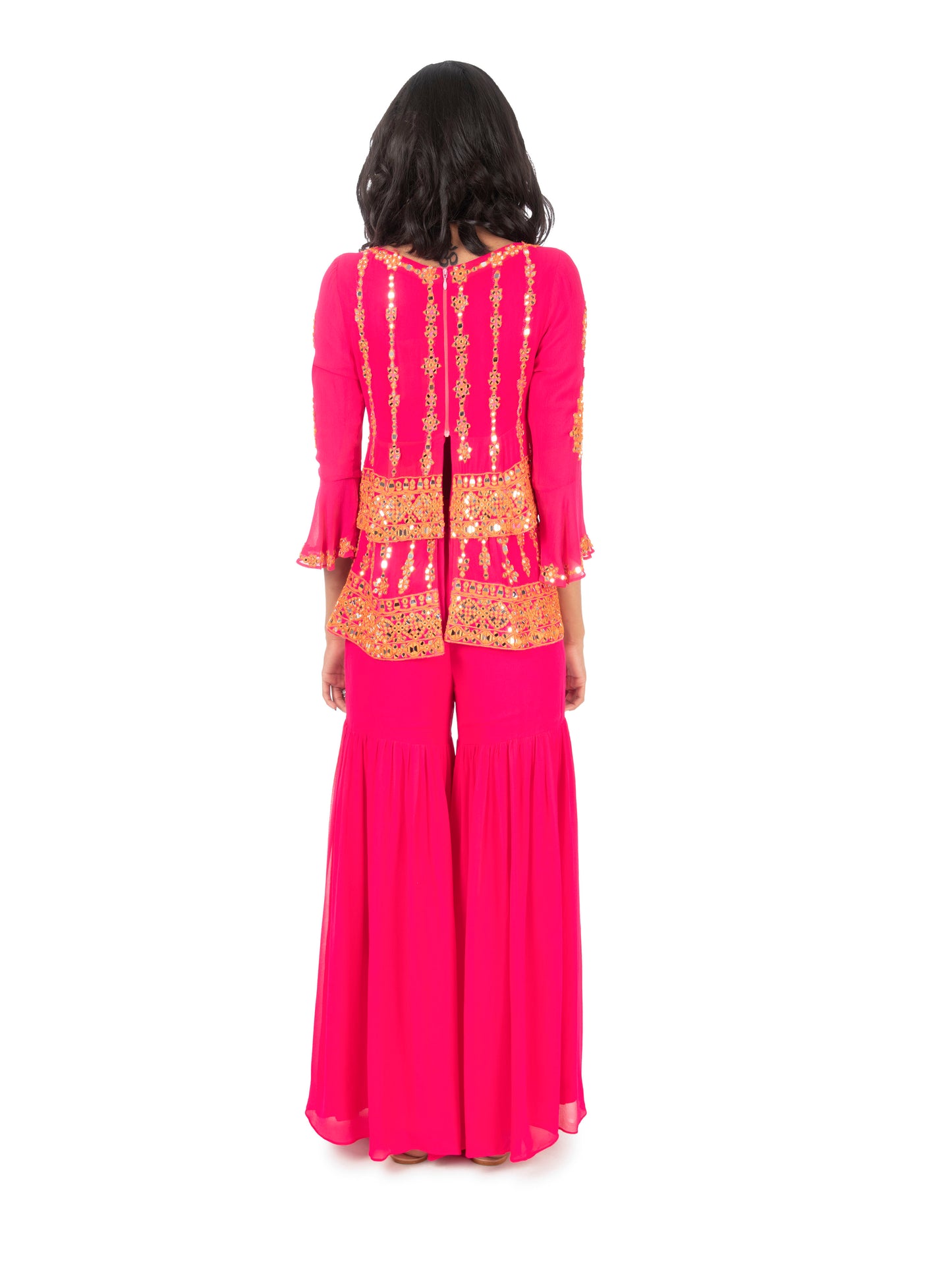 Pink & Orange Sharara Set