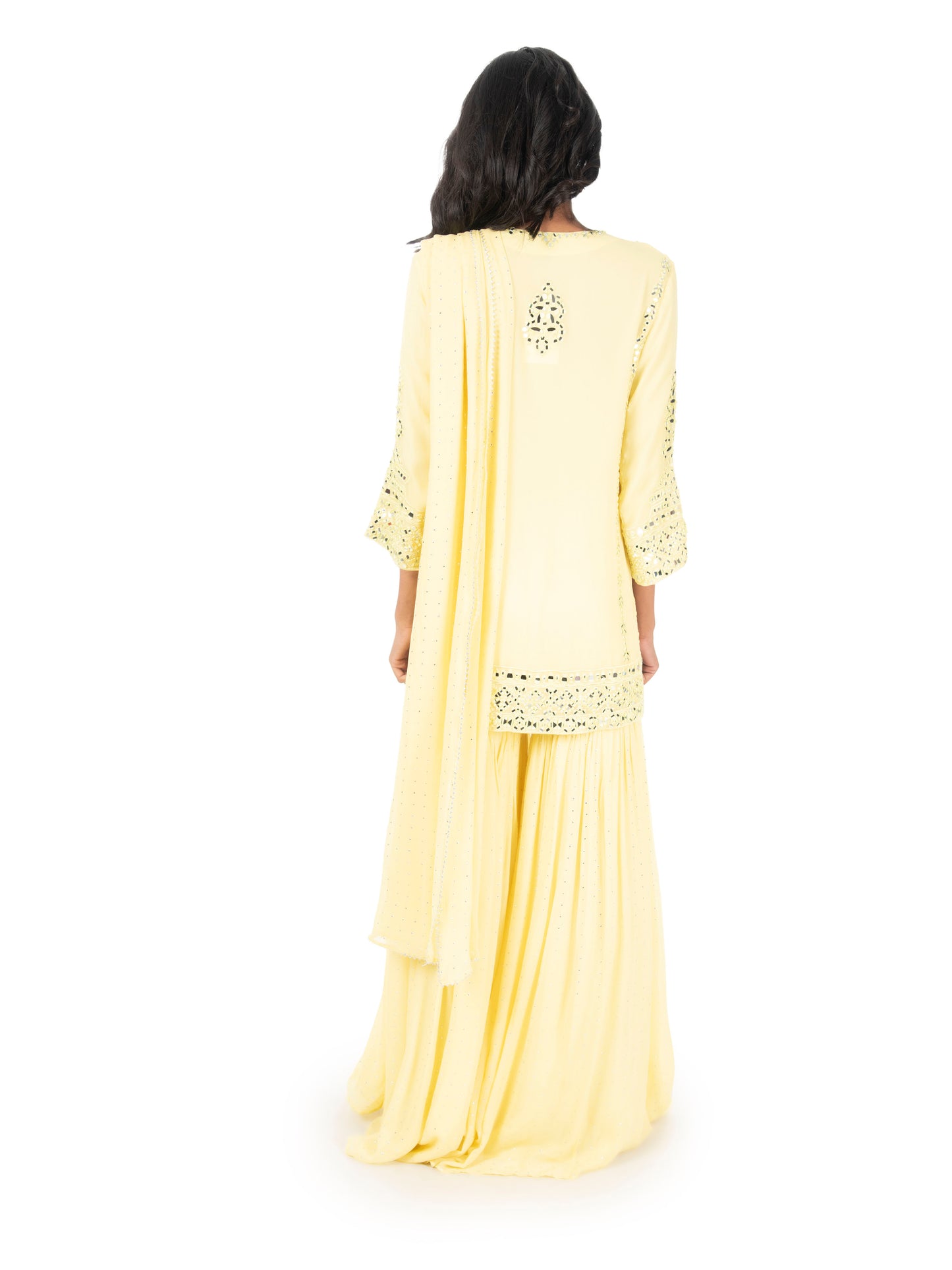 Yellow Mirrorwork Sharara Set