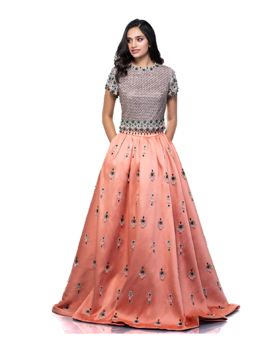 Jewelled Crop Top and Skirt