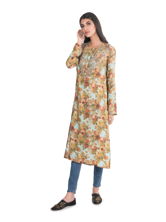 Vintage Roses Print Kurta