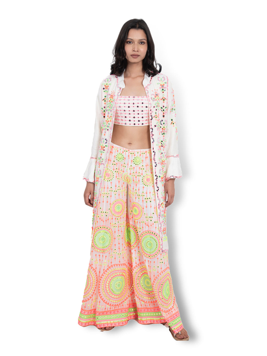 Ivory Neon Multi Sharara